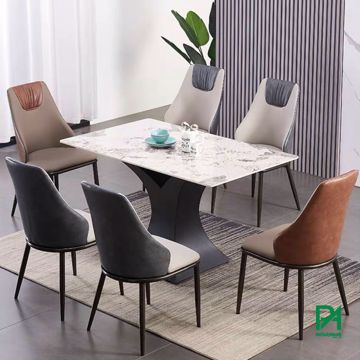 Bộ bàn ăn mặt đá chữ nhật 6 ghế hiện đại